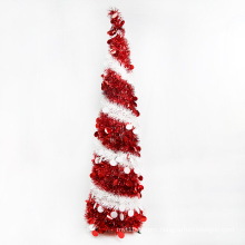 Artificial Tinsel Christmas Tree 5ft Pop-up Collapsible Shiny Sequins Double Colors